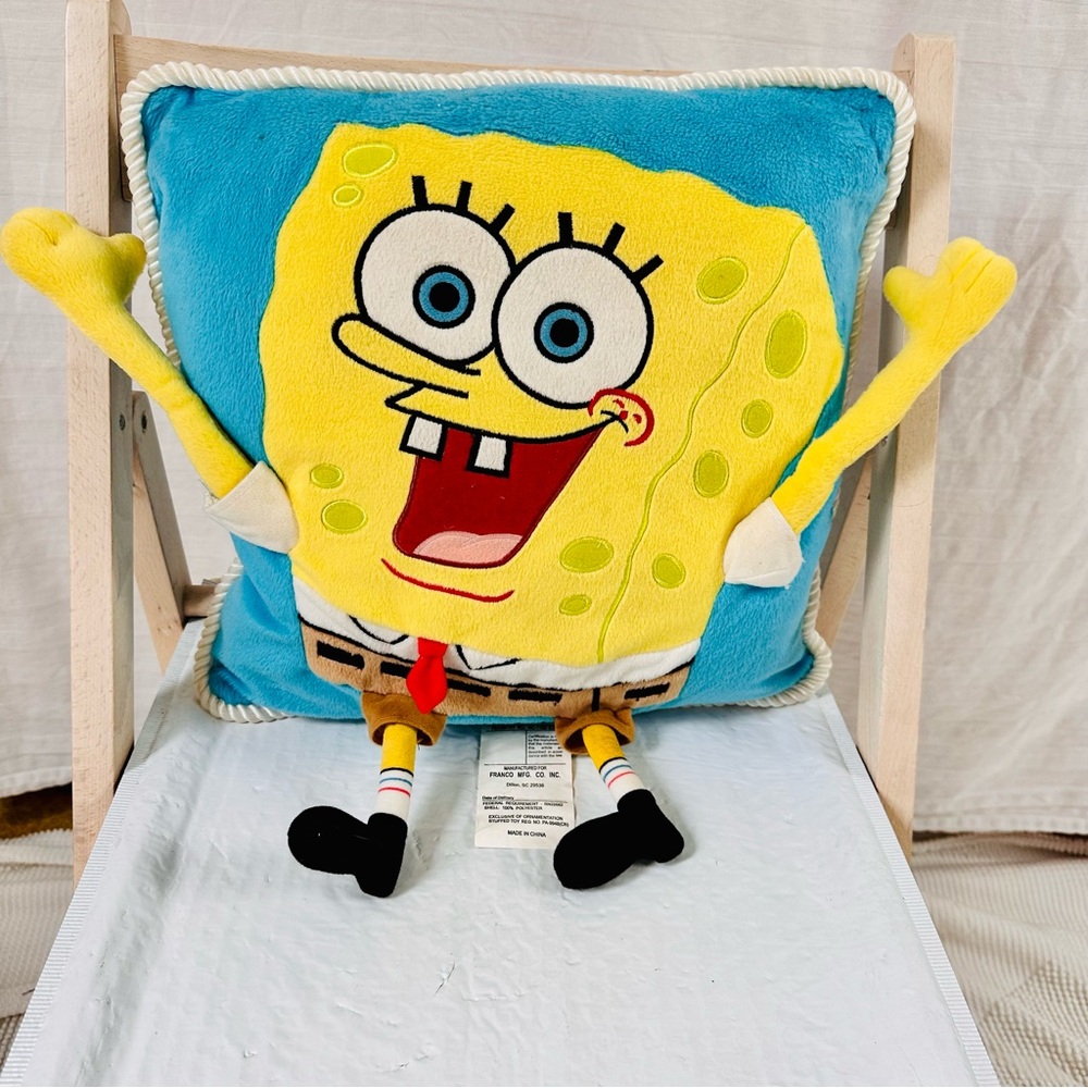 Y2K Sponge Bob Square Pants Plush Pillow 14” x 16” with Legs and Arms